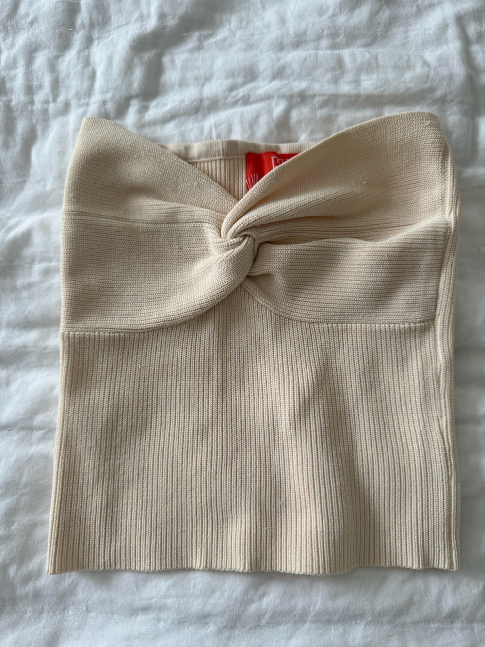 CO Cream Twist Front Ribbed Crop Top